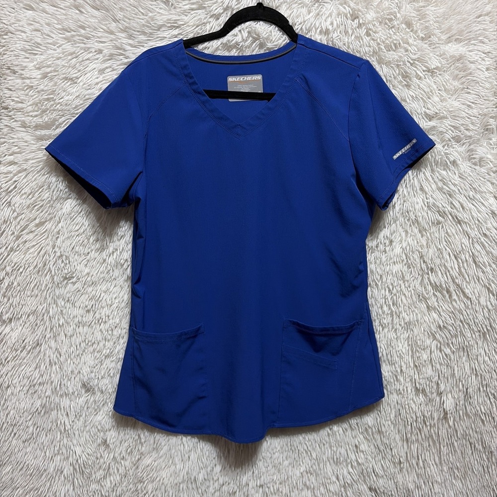 Skechers by Barco Scrub Top Women's Large Blue